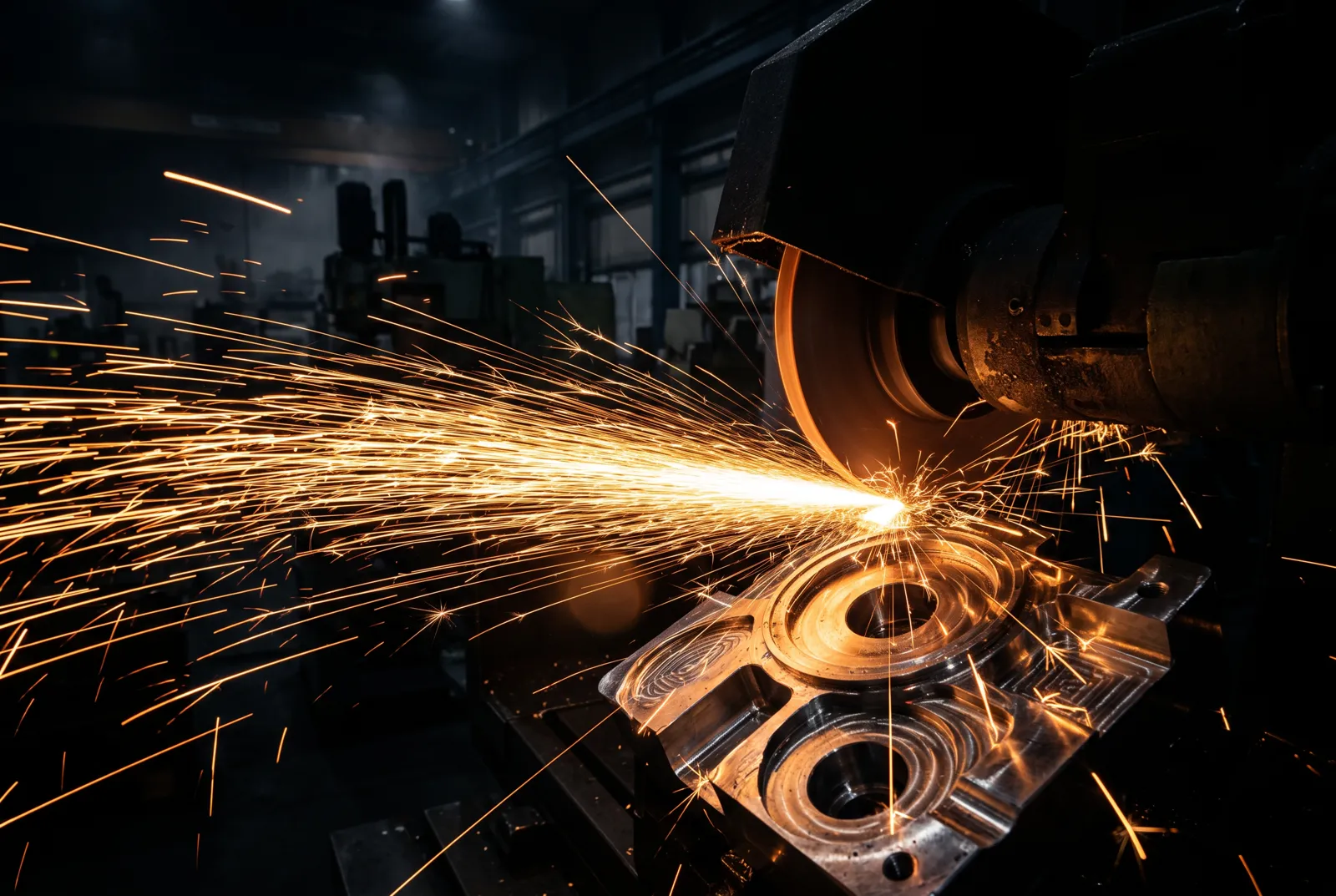 Beispielbild: Funkenflug beim Schleifen eines Metallteils